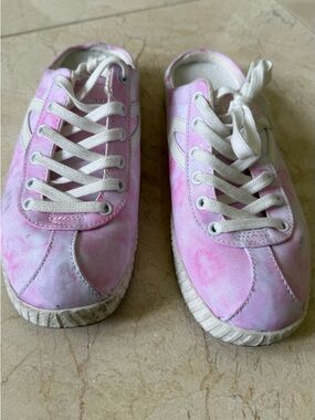 Tretorn Pink Tie-Dye Slip-On Mules with White Laces